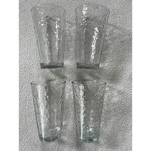 Libbey 16.2oz Marina Cooler Glasses Clear Hammered Textured Set of 4 80478